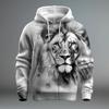 Animal Lion Pattern 3D Printed Men's Hoodie Spring and Autumn Casual Long Sleeve Hoodie Street Loose Sweatshirts Men's Tops
