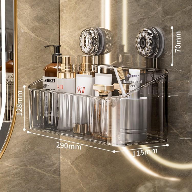 Raft de depozitare cu ventuză fără găurire, montat pe perete, pentru articole de toaletă și cosmetice de baie