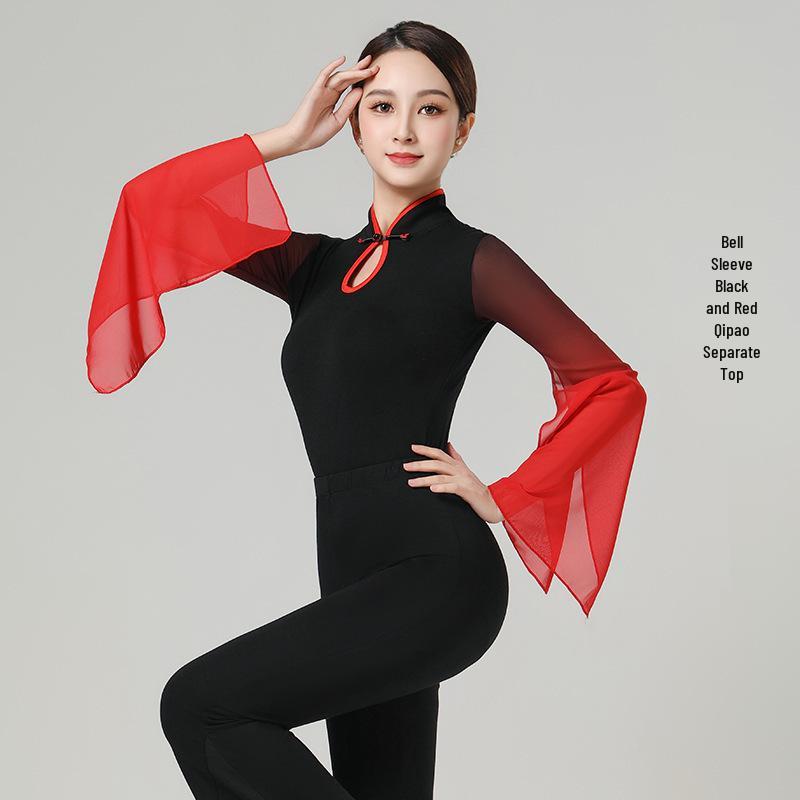 Women's Elegant Bell Sleeve Dancewear Set for Classical Dance, Etiquette, and Fashion Shows