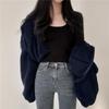 Women's Autumn & Winter Faux Lamb Wool Coat - Short Stand-Up Collar, Warm, Loose Fit, Zip Cardigan Top