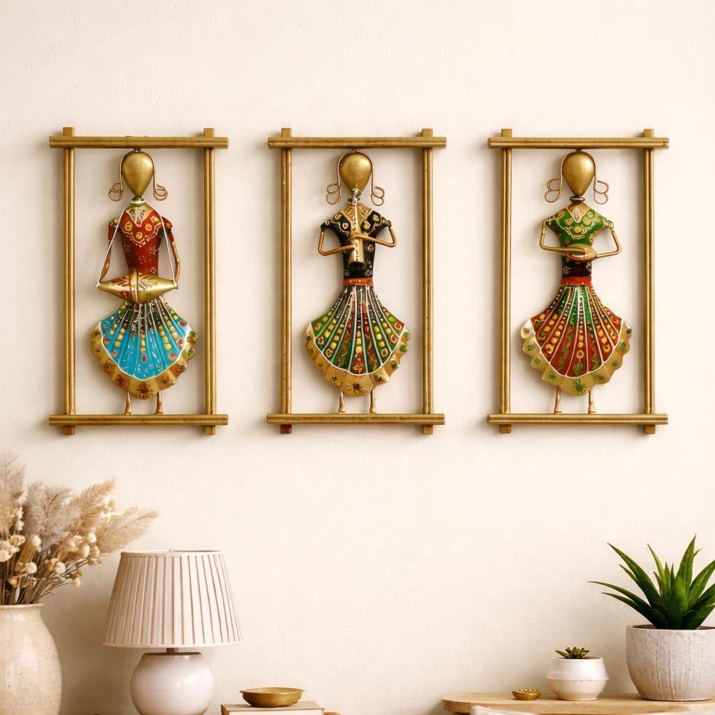 Rajasthani Decorative Items Metal Frame (12 X 6.5 Inch) | Home Decoration Item for Living Room Wall Hangings Traditional Wall Decor