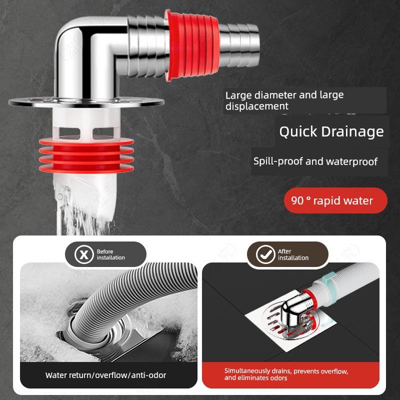 Washing Machine Drain Pipe Floor Drain Connector Anti-Overflow Anti-Odor Dual-Purpose Floor Drain Two-In-One Drainage Three-Way Connector