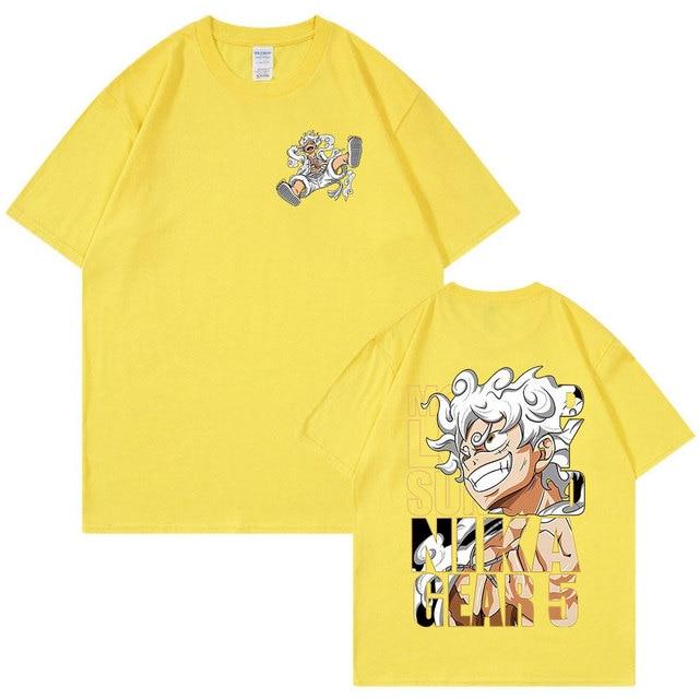 One Piece T-Shirt Monkey D.Luffy Sun God Nika Gear 5 Luffy Graphic Cotton Tshirt Mens and Women's Oversize Bandai Cosplay Tshirt