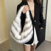 Autumn Winter Women Plush Shoulder Bag Luxury Design Fake Fur Striped Handbags American Fashion Retro Soft Underarm Bags CLE