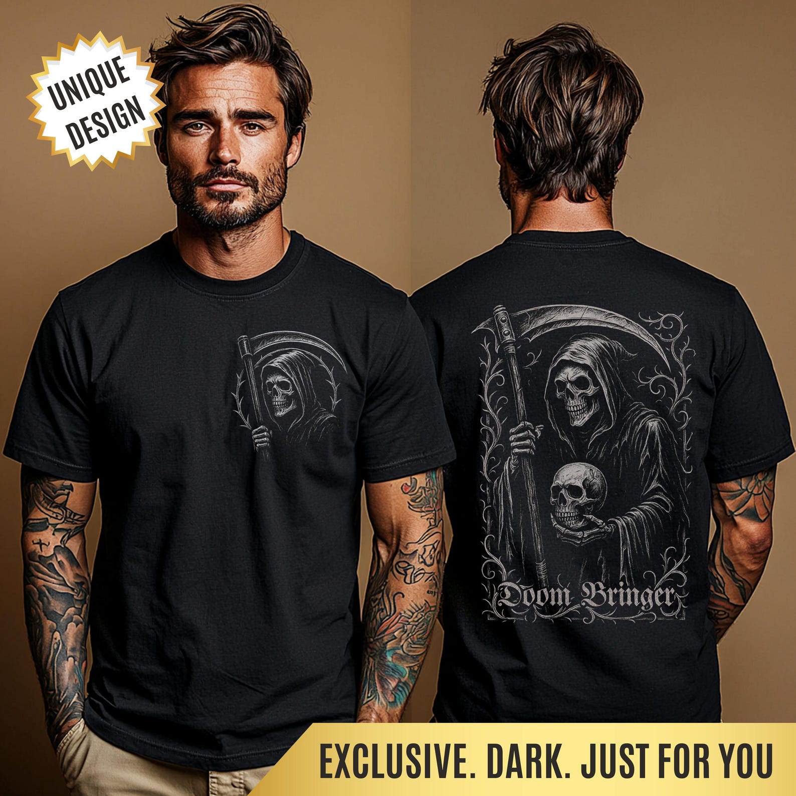 Grim Reaper T-Shirt Gothic Gift, Vintage Metal Art, Occult Skeleton Death Tee, Dark Aesthetic Gift, Heavy Metal Shirt, Unisex Shirt M