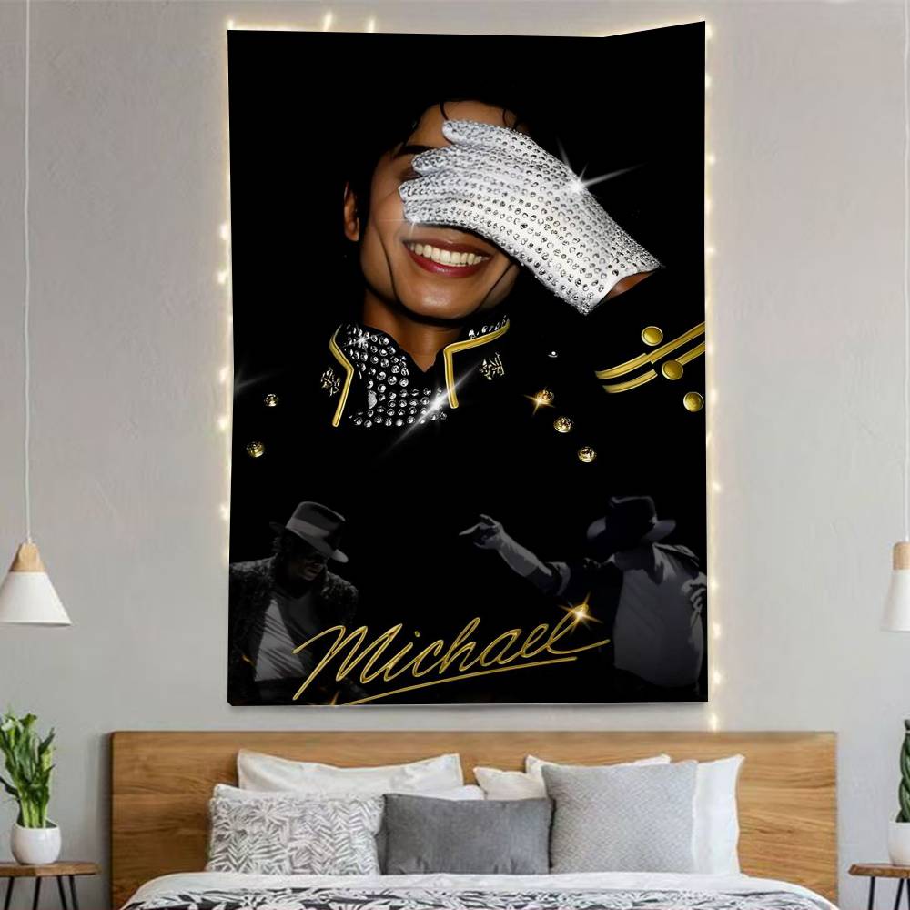 King Of Pop Michael Jackson Fahnen Wandbehang Hintergrund Kunstbanner für Schlafzimmer Zuhause Outdoor Dekor 74x94cm(29x37in) white