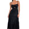 New Women's Elegant Solid Color Low-cut V-neck Suspender High Waist Flowy Maxi Long Dress For Party Evening Casual