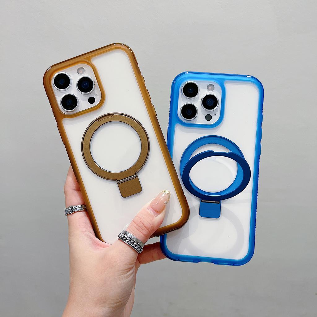 For iPhone 16 Pro Case Compatible with MagSafe Kickstand Clear TPU PC Phone Back Cover