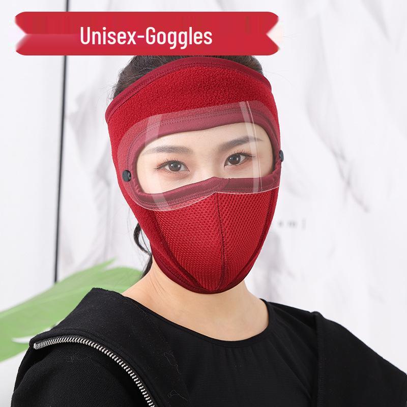 Winter Cycling Windproof Face Mask with Goggles - Breathable Fleece for Men & Women