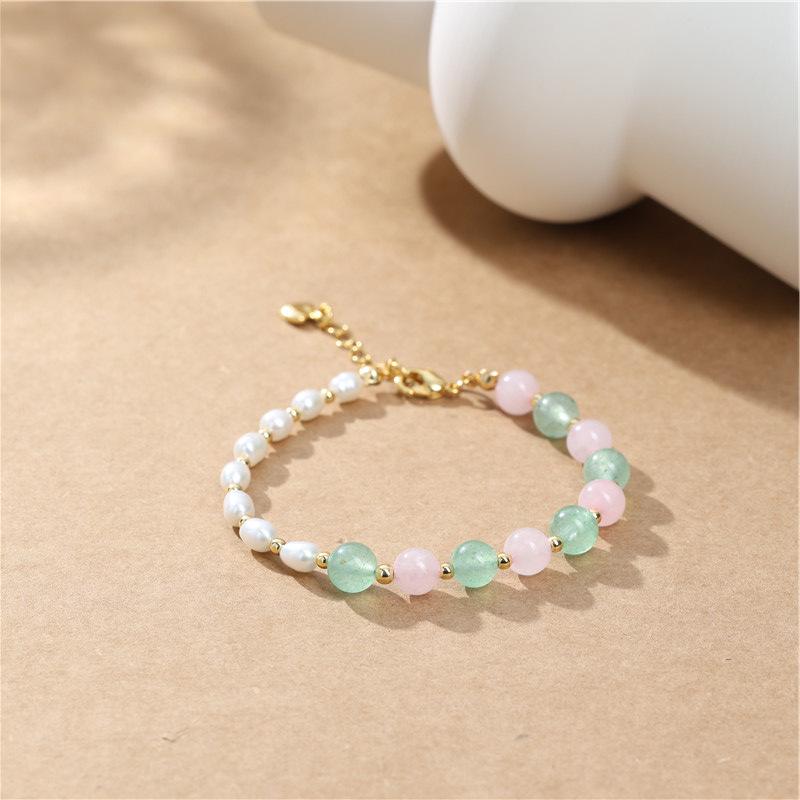 Arvaleff Natural Green Crystal & Freshwater Pearl Bracelet