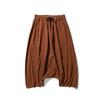 Lato Wiosna Męskie Duży Rozmiar Casualowe Spodnie Haremki Vintage Luźne Bawełniano-Lniane Spodnie z Szerokimi Nogawkami Męskie Spodnie z Elastycznym Pasem Pantalones Spodnie