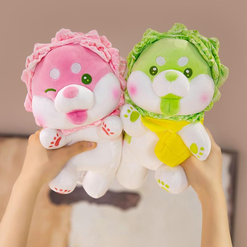 Cartoon Cute Cabbage Dog Plush Doll Green Pink Vegetable Orange Zombie Dog Animal Stuffed Toy Home Decoration Gift For Children