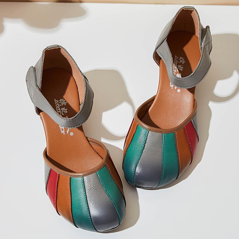 Fashion GKTINOO Genuine Leather Retro High Heels Sandals Women Shoes Buckle Strap 2025 New Spring Summer Lady Platform Sandals