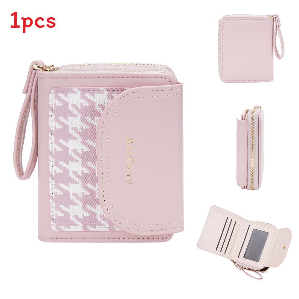 Womens Fashion Card Holder With Pu Fabric And Double Fold For Casual Day