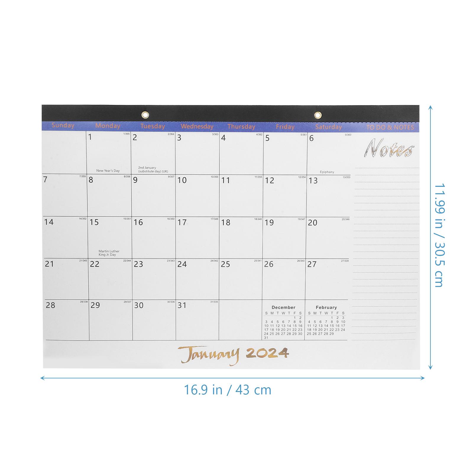 

English Wall Calendar 2025-2025 Monthly Hanging Calendar Large Memo Area Home Office Daily Note Taking Office Supplies