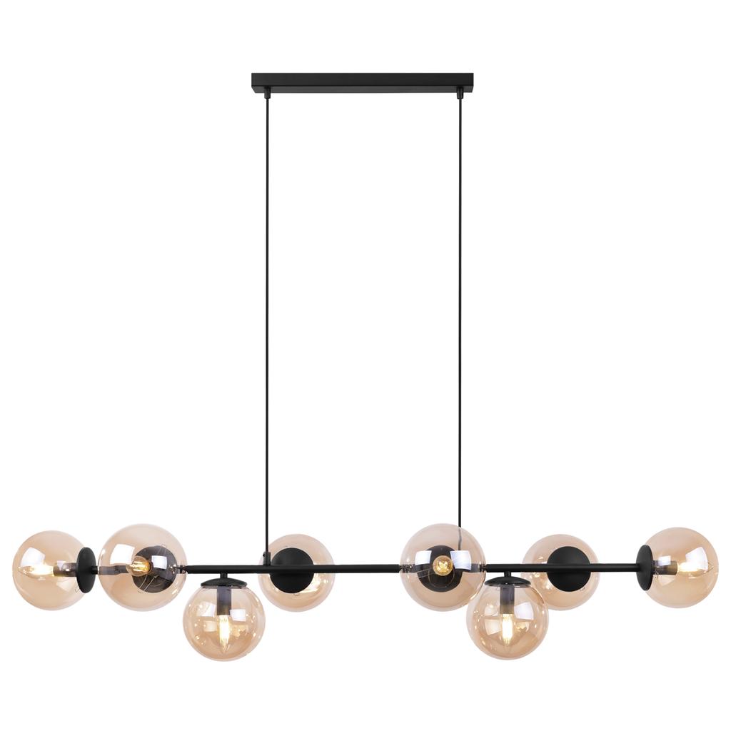 Siena Black Hanging Lamp 8-Flat Honey Lampshade E14