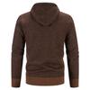 Men’s Hooded Knit Cardigan: Thick Velvet, Solid Color Winter Sweater Jacket