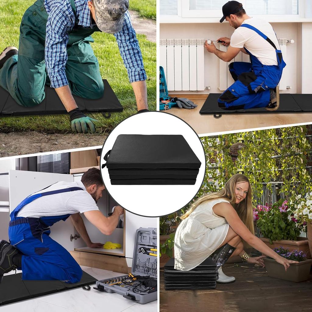 Foldable Mechanics Mat For Garage Work, 48 X 16 X 1.2 In Thick EPE Knee Pad Waterproof PU Leather Folding Mat With Carry Handle Portable For Garage,