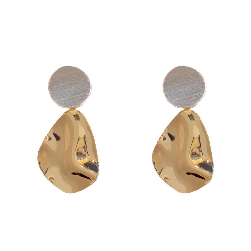 

S925 Silver Needle Dangle Earrings with Irregular Color Block Design