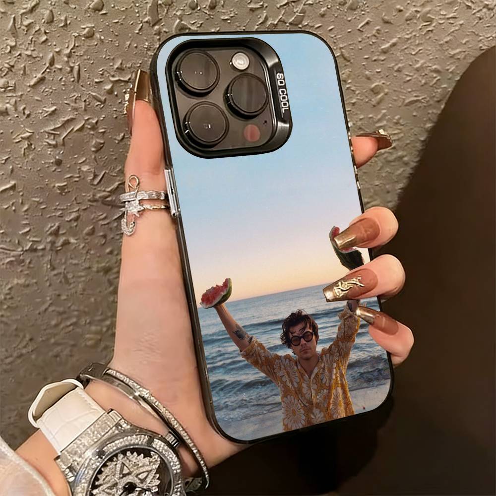 singer H-aRRy Music Styles Phone Case For iPhone 17,16,15,14,13,12,11 Plus,Pro Max,XS,Colored Silver Plated Inside Cover