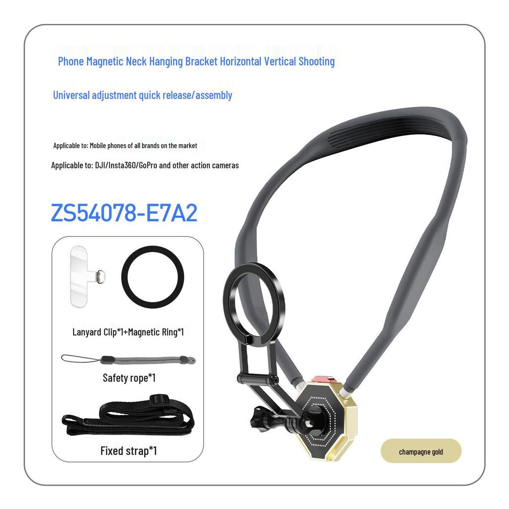 MagSafe-Compatible Magnetic Neck Phone Holder for iPhone 17: Selfie Clip with 360° View and Horizontal/Vertical Switching.