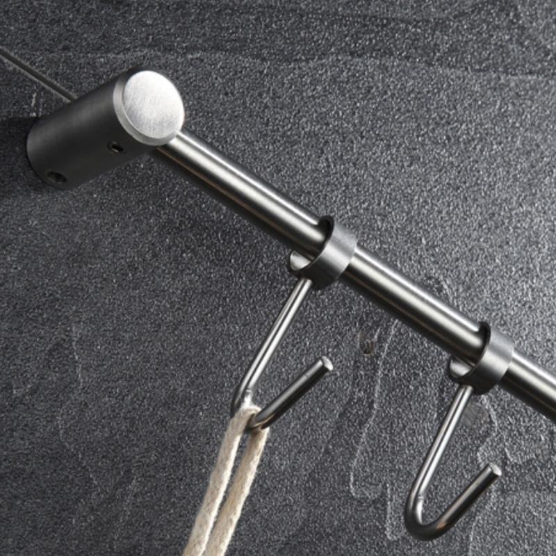 Wandmontage-Topf-Pfannen-Aufhängegestell aus Edelstahl, Küchen-Geradeleiste, Kochgeschirr mit verschiebbaren Haken