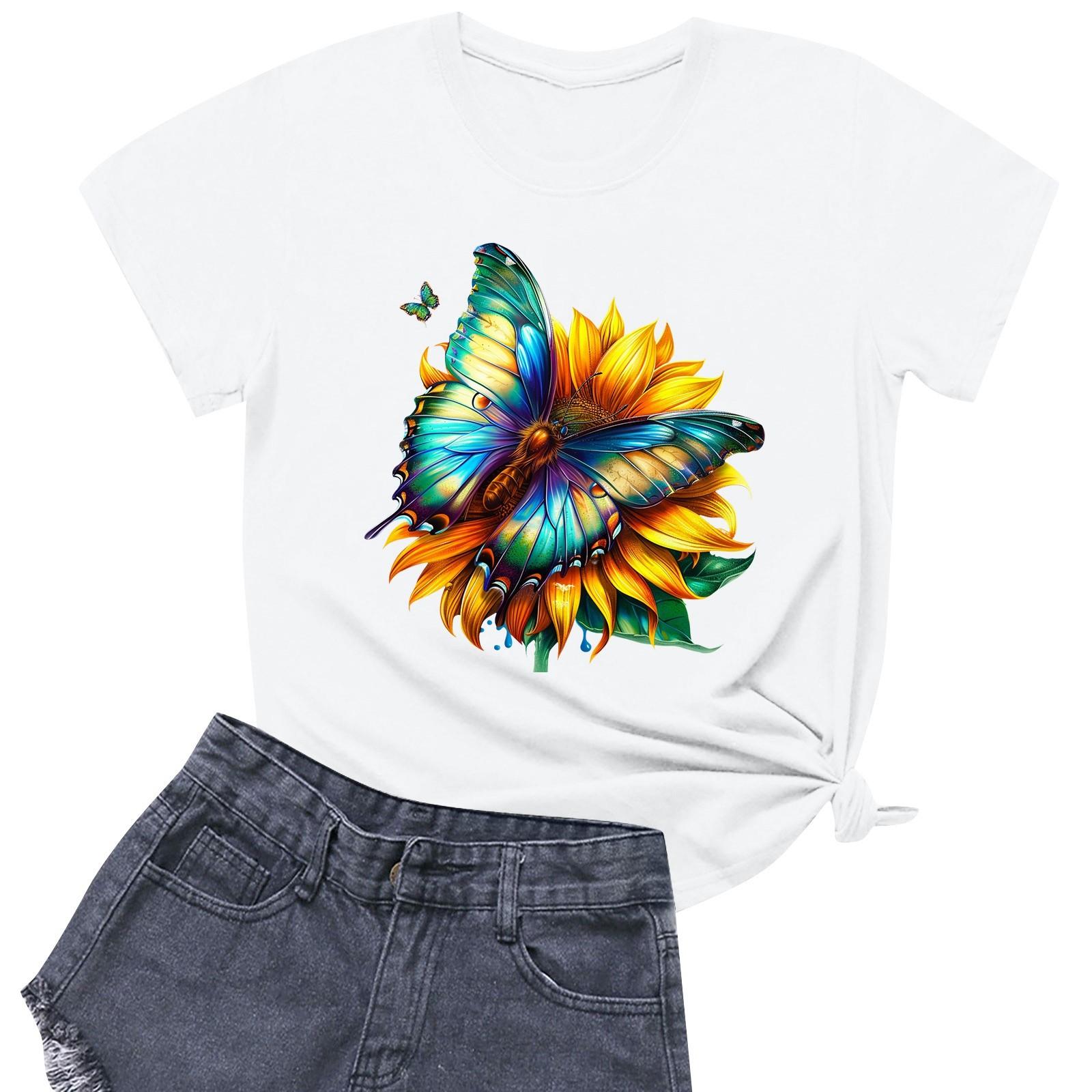 

Женская модная повседневная футболка с круглым вырезом и короткими рукавами XL белый