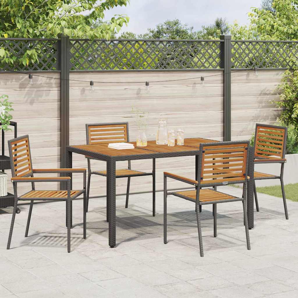 Garden Stackable Chairs 4 Pcs Brown and Black 54 X 56 X 90 Cm