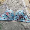 Ensemble de lingerie sexy pour femme, ensemble de sous-vêtements à imprimé floral, ensemble de soutien-gorge push-up froncé avec bordure en dentelle, ensemble de soutien-gorge et de slip tendance
