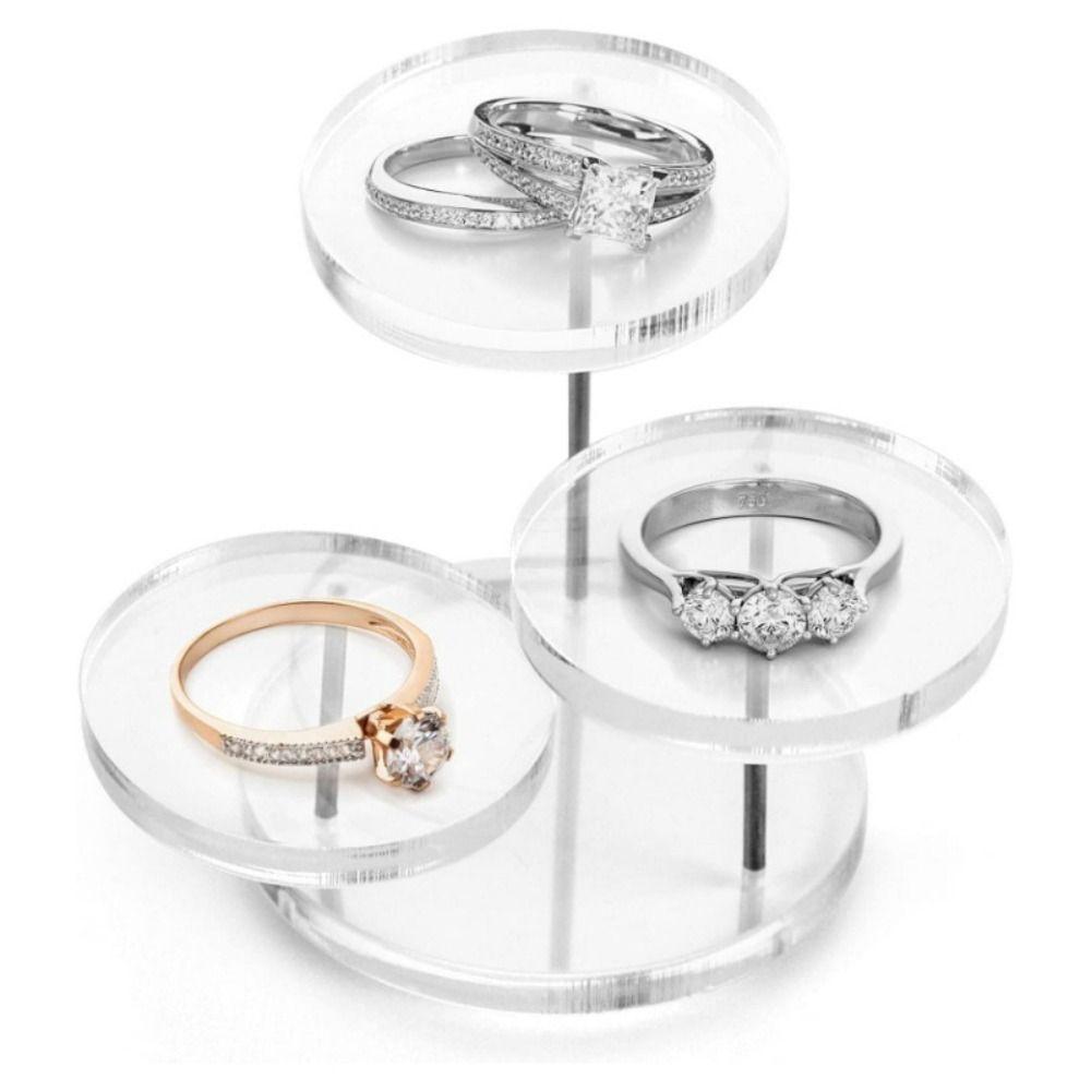 3 Layers Jewelry Display Stand Round Rings Earrings Selling Rack Mini Figurines