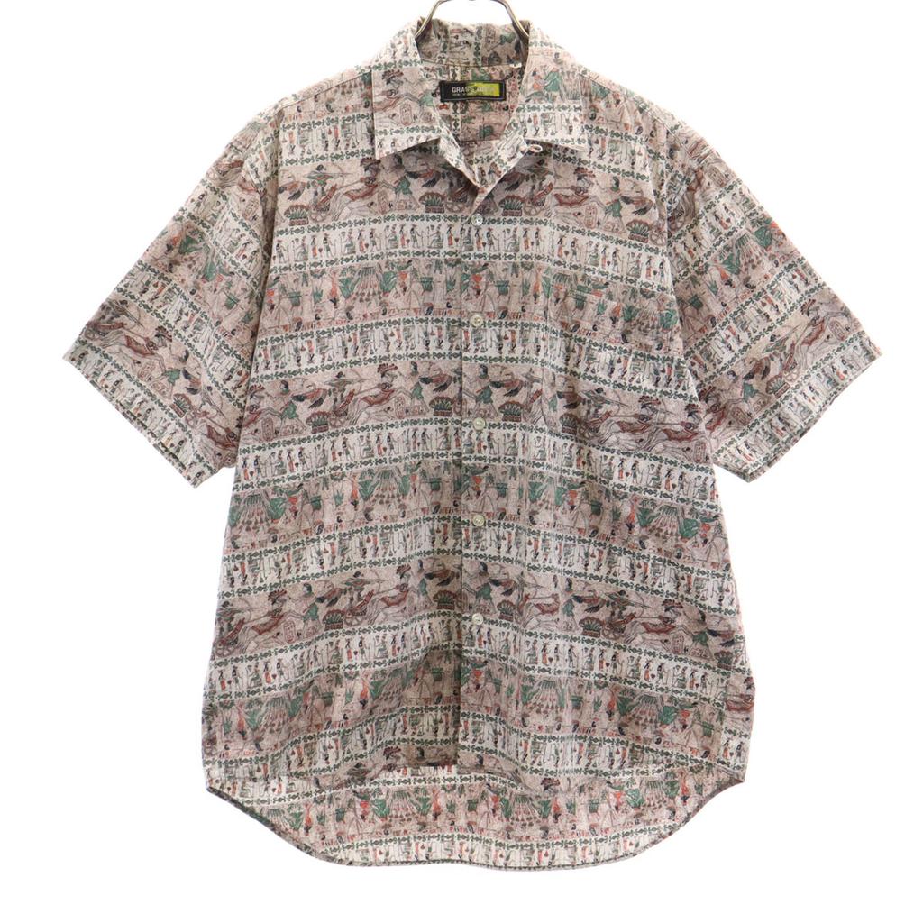 GRASS AREA Overall Handle Short Sleeve Aloha Shirt F Gurege Men's Used