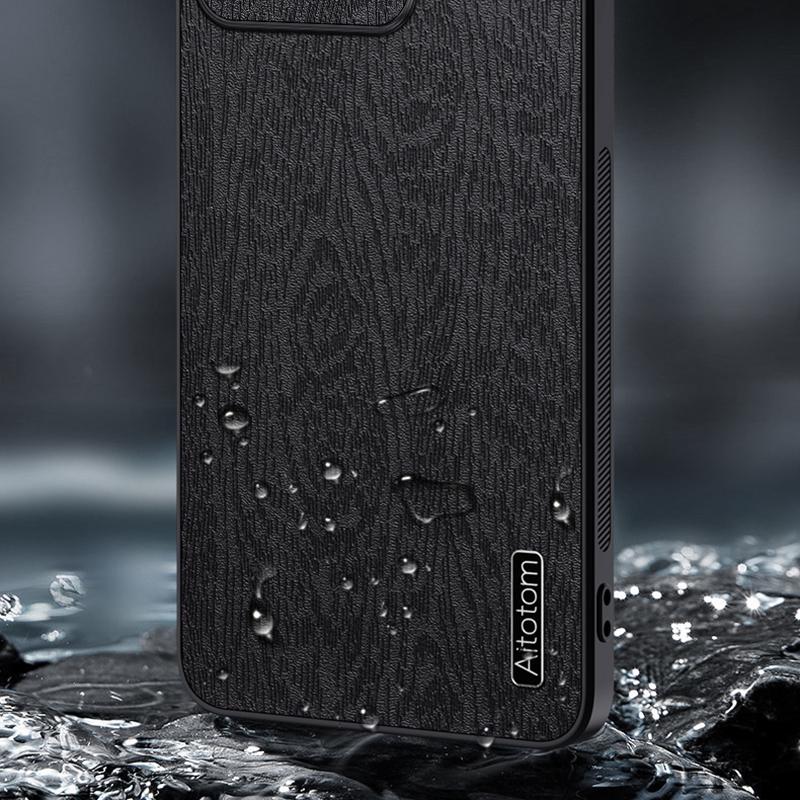 For Vivo iQOO Z9 5G Case Wood Texture Leather Coating PC+TPU Bump Proof Phone Shell