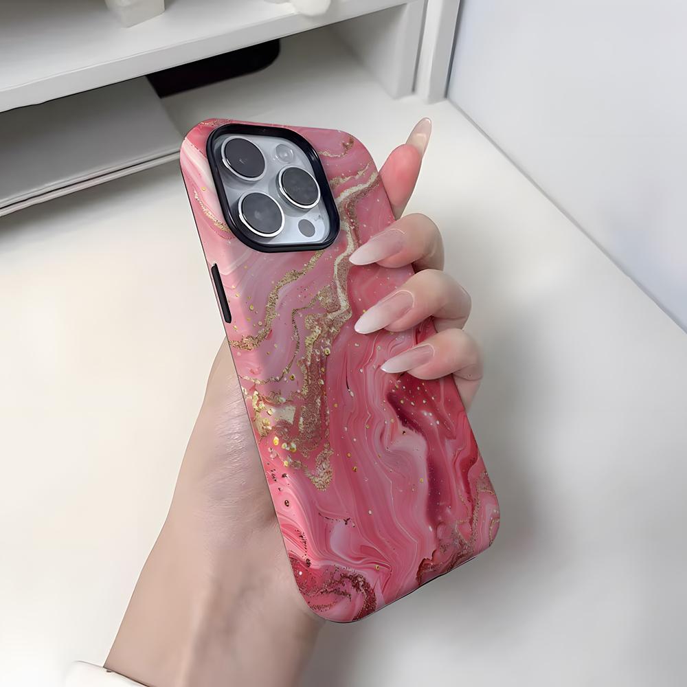 

A-Pink Gold Marble Art Fashion Phone Case For Iphone 16 Pro Max 15 13 14 12 11 14 Pro Max 15 Pro Max Two-in-one Cover iPhone13-14