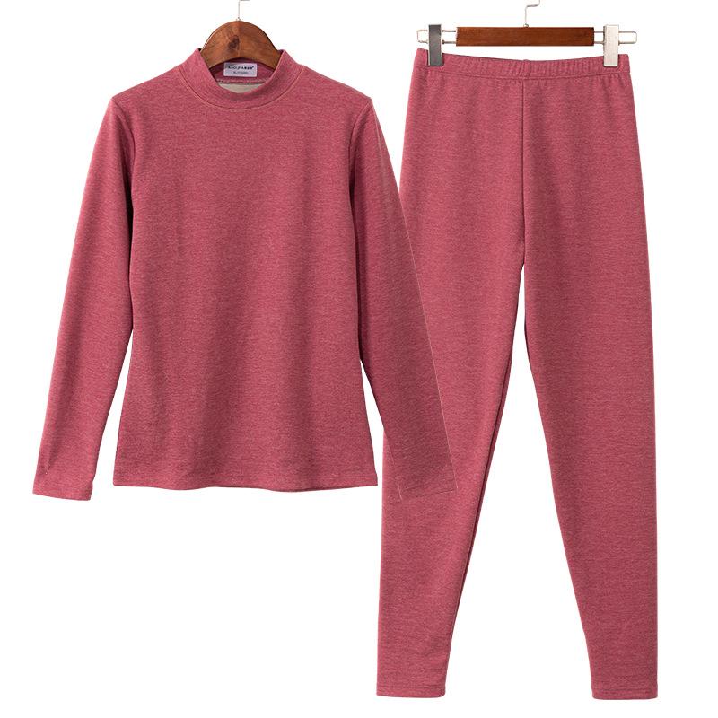 Women's Cashmere Silk Fleece Lined Warm Underwear Set for Autumn/Winter - Thickened for Middle-Aged and Elderly