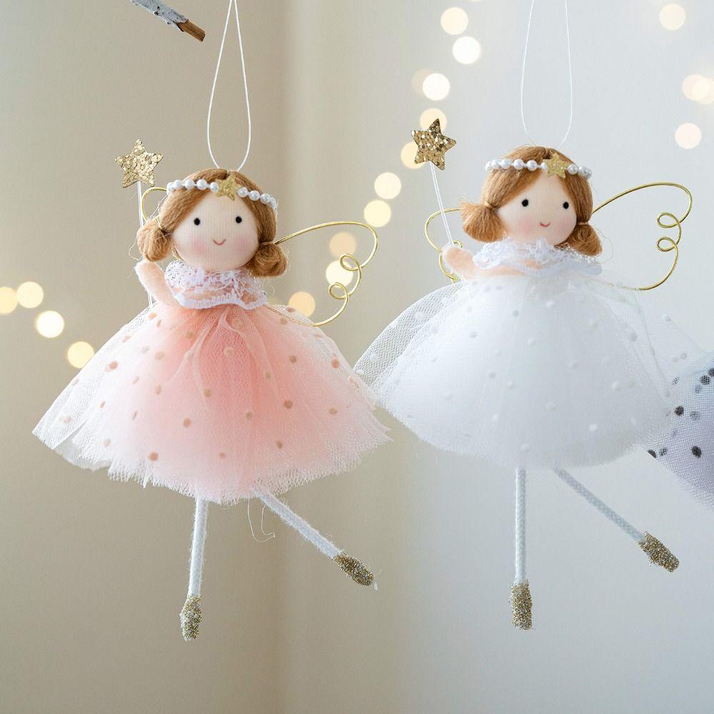 Cute Fiber Christmas Ornaments Cartoon Angel Soft Xmas Tree Pendant Handmade Angel Girl Ornaments Children Gifts