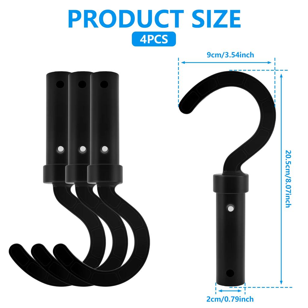 4Pcs Robotic Pool Cleaner Hook Universal Swimming Pool Vacuum Robot Telescopic Pole Hook Replacement Parts Accessories Black