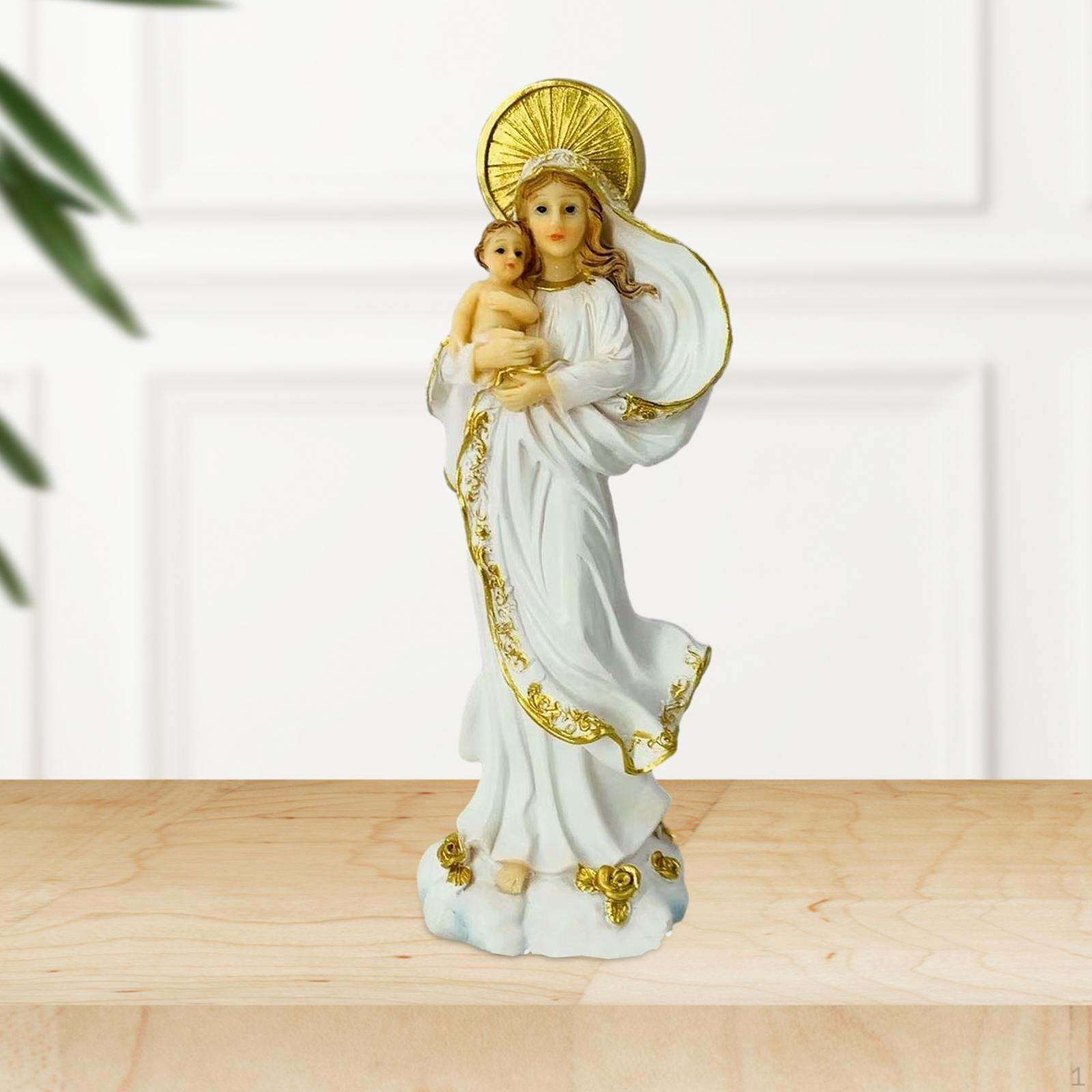 Blessed Mother And Child Jesus Figurine Crafts for Home Table Living Room