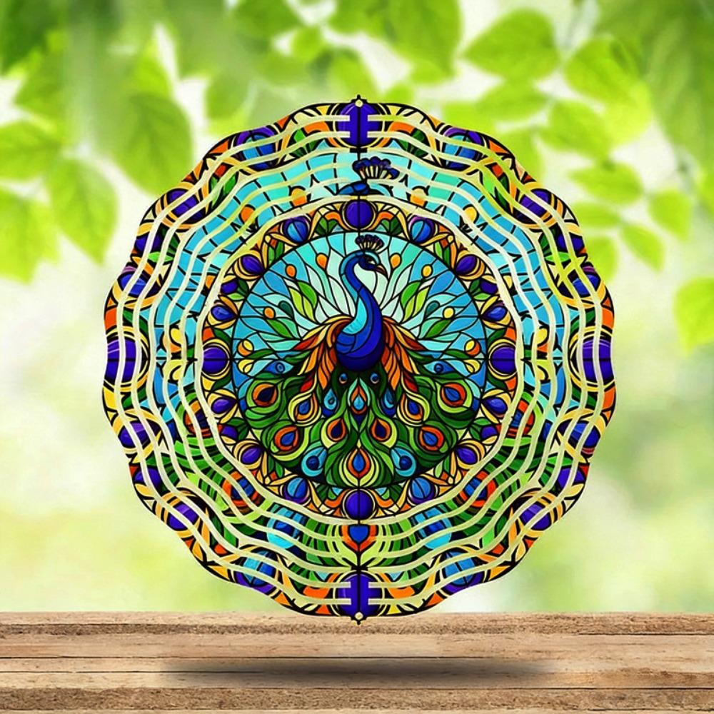 10 Styles 3D Dynamic Rotating Wind Chime Metal 10cm Colorful Dragonfly Rainbow Tunnel-Style Wind Spinner