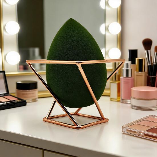 Storage Rack Makeup Organizer 3-Layer Iron Stand with Airflow Design Beauty Sponges Powder Puffs Brushes Non-Slip Base Sponge Holder