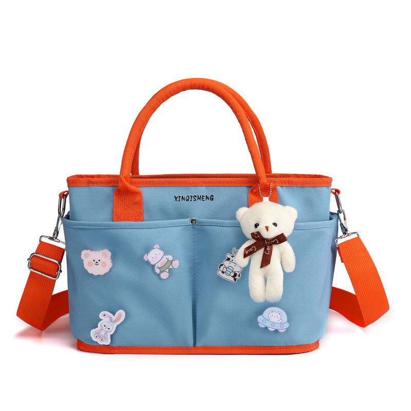 Portable Large-Capacity Mommy Bag, Bottle Diaper, Maternity Bag, Fashionable Mommy Bag. синий