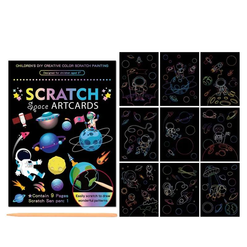 

Rainbow Color Scratch Art Painting Paper Card Kit Cartoon Dinosaur Magic Drawing Board Kids DIY Educational Toys Christmas Toys