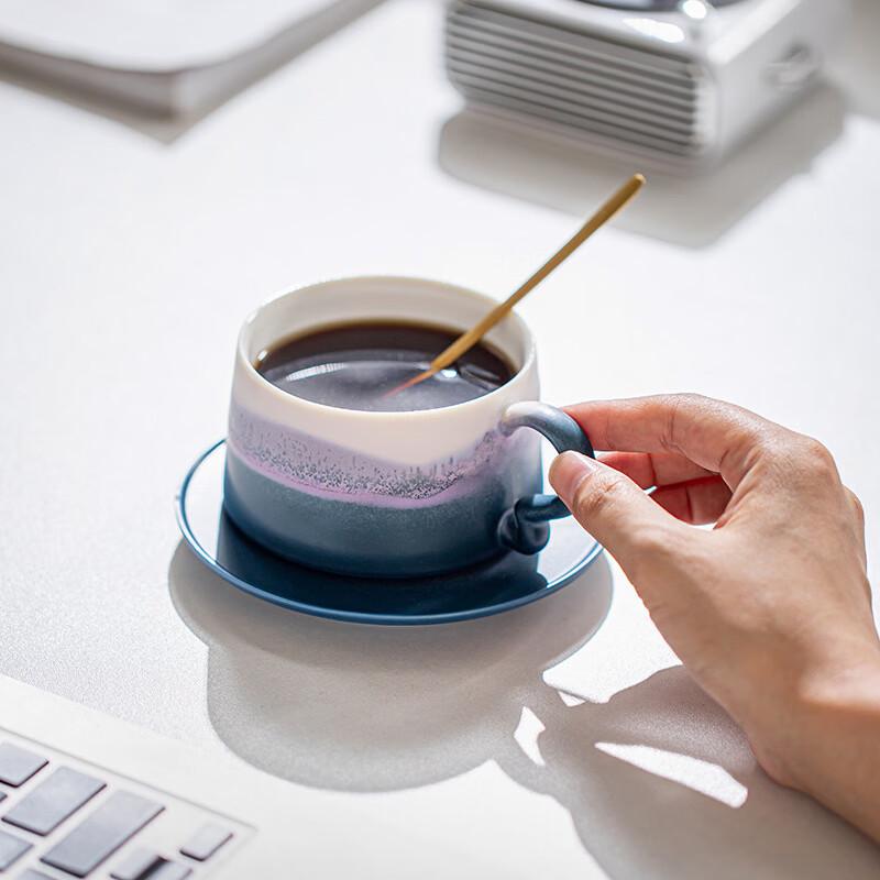 Ceramic Coffee Mug Set - Mountain Sea Blue