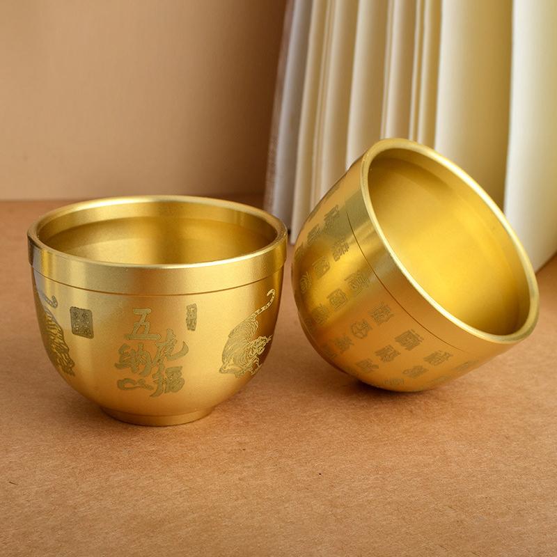Feng Shui Treasure Bowl Vat Brass Copper Offering Bowl Small Serving Dessert Bowls Wealth Figurine Attract Wealth And Good Luck