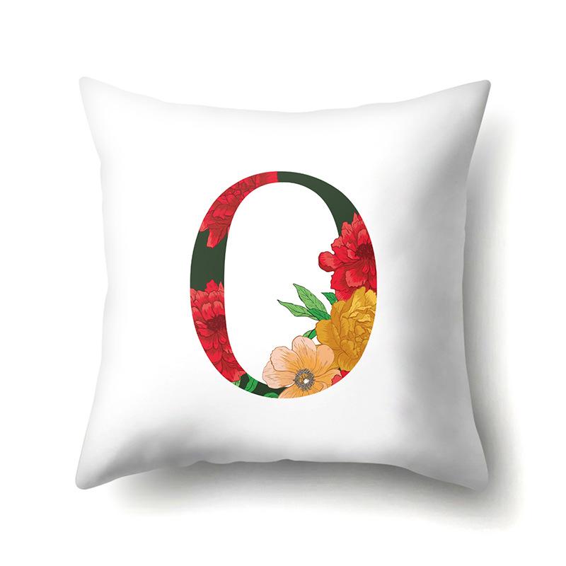 Polyester Pillowcase Watercolor Flowers Car Decoration Print 26 English Letters Home Cushion Cover