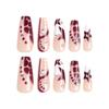 Woman Long French False Nail Star Pattern Nude White Red Resin Artificial Nail for Salon Expert and Naive Women