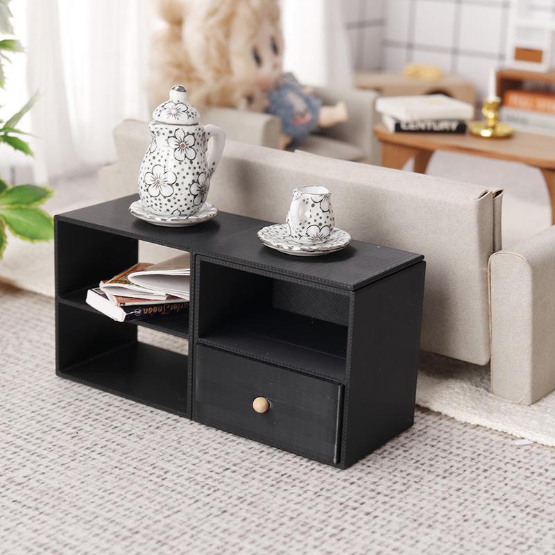 1Pcs 1/12 Dollhouse Storage Cabinet Tv Combination Cabinet For Micro Landscape Decoration Miniature Food Toy Model Diy Accessory
