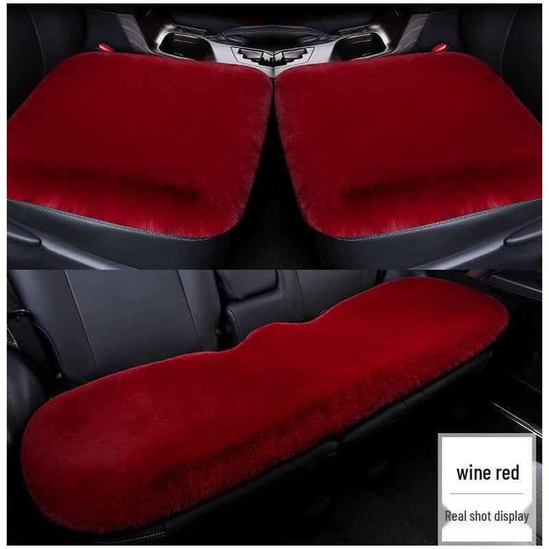 Winter Rabbit Plush Car Seat Cushion Set - 3-Piece No-Back Design for Single Seats