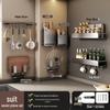 No-Drill Wall-Mounted Kitchen Storage Rack: Multifunctional Holder for Knives, Chopsticks, Pot Lids, and Seasoning Condiments