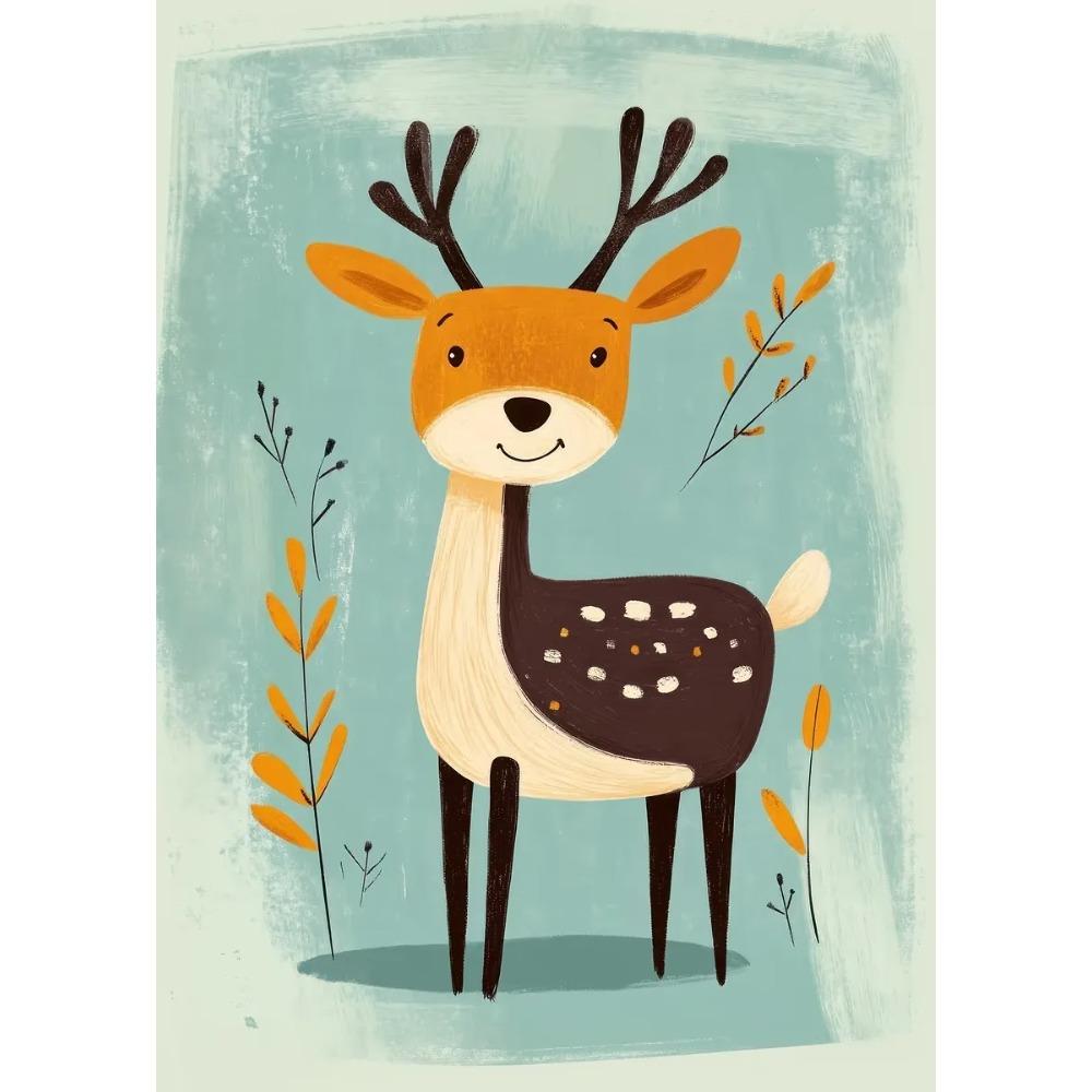 Cute Smiling Cartoon Dolphin Cow Owl Unicorn Posters Expressive Eyes Prints Canvas Painting Wall Picture Home Kid's Room Decor