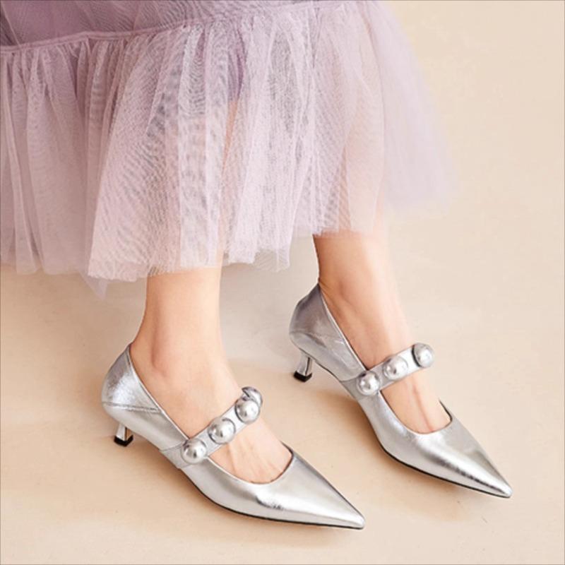 Fashion Women's Fashion Thin Heel Shoes Spring New Pointed Head Shallow Mouth Waterproof Anti-slip Wear-resistant Low Heel Shoes